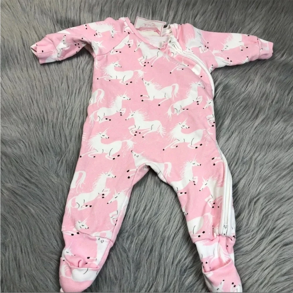 Paper wings newborn pink unicorn zip up sleeper one piece